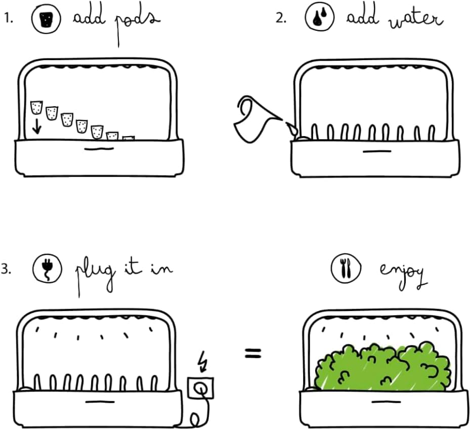 Click & Grow Indoor Herb Garden Kit with Grow Light | Easier than Hydroponics Growing System | Smart Garden for Home Kitchen Windowsill | Vegetable & Herb Garden Starter Kit with 9 plant pods, Gray