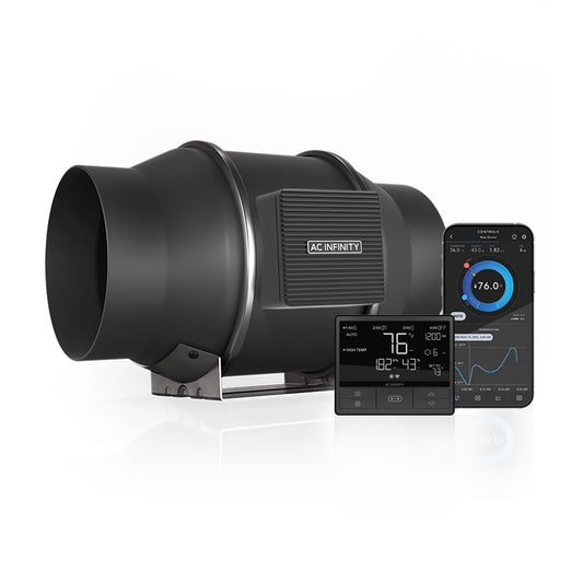 AC Infinity CLOUDLINE PRO T6, Quiet 150mm Inline Duct Fan with Temperature Humidity VPD Controller WiFi Integrated App Control Ventilation Exhaust Fan for Heating Cooling Grow Tents Hydroponics 6-Inch