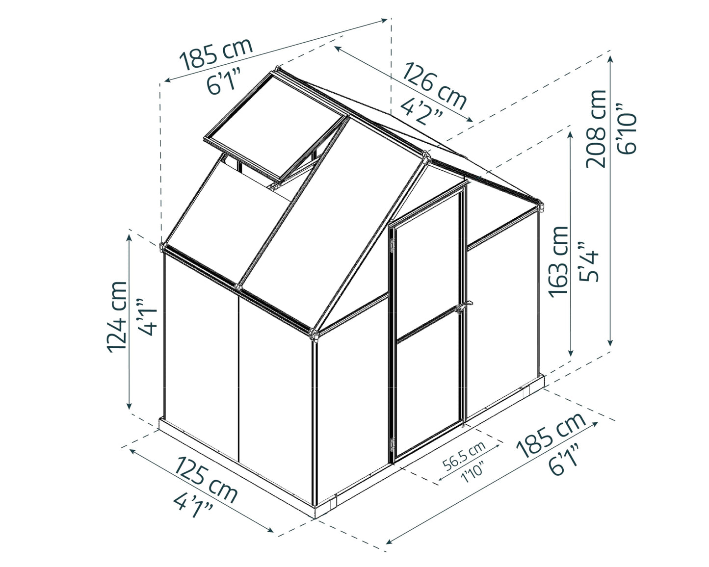 Palram Canopia Mythos 6X4 Greenhouse - UV - Protected Polycarbonate Roof & Aluminium Frame - Includes Base Frame - Grey