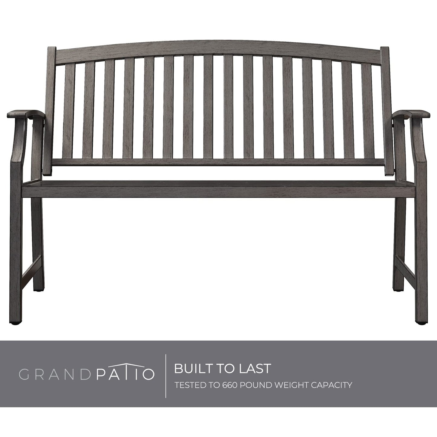 Grand patio Outdoor Bench, Garden Bench with Anti-Rust Aluminum Steel Metal Frame, Choice of Colours, Suitable for Indoor, Outdoor, Patio, Park (Gray)