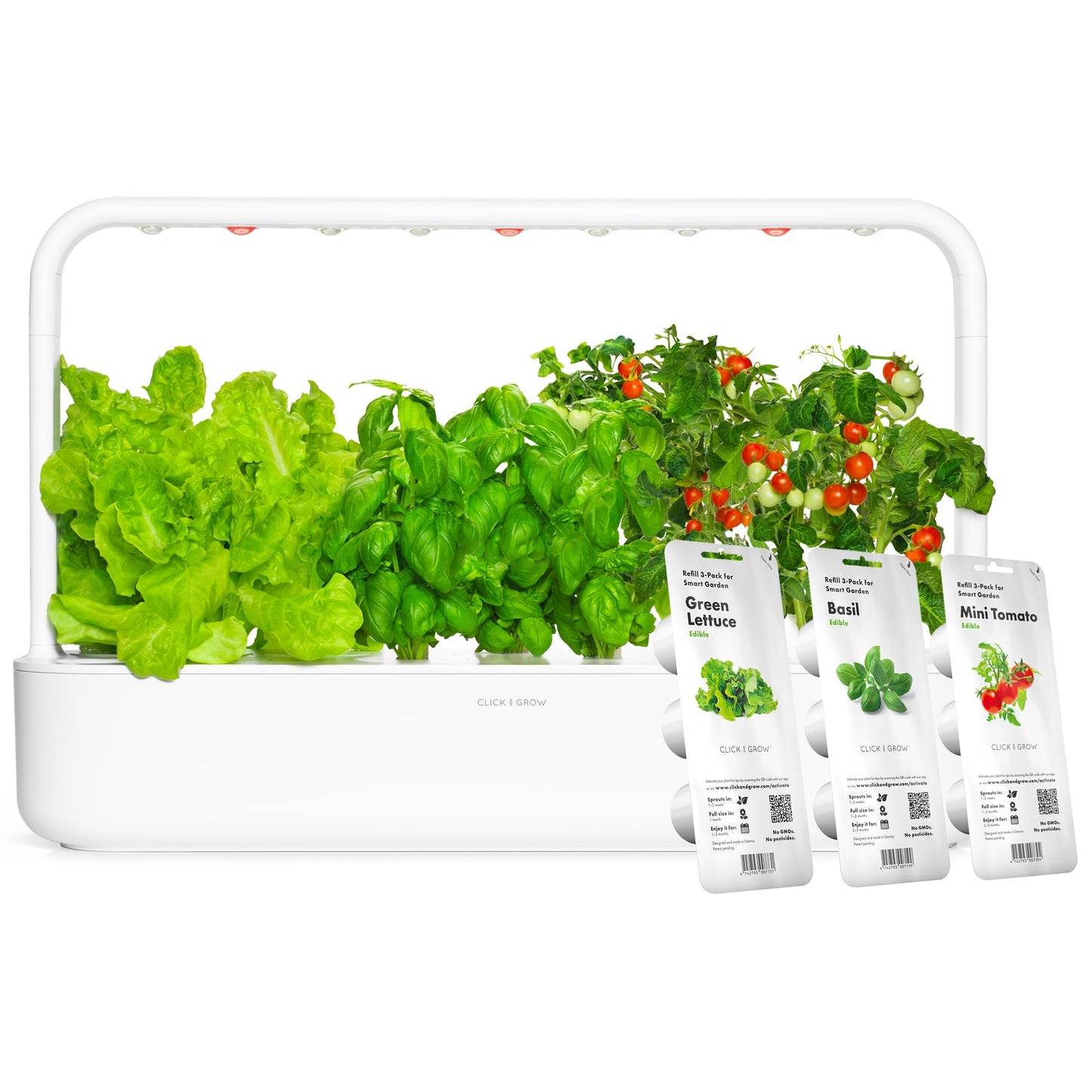 Click & Grow Indoor Herb Garden Kit with Grow Light | Easier than Hydroponics Growing System | Smart Garden for Home Kitchen Windowsill | Vegetable & Herb Garden Starter Kit with 9 plant pods, White