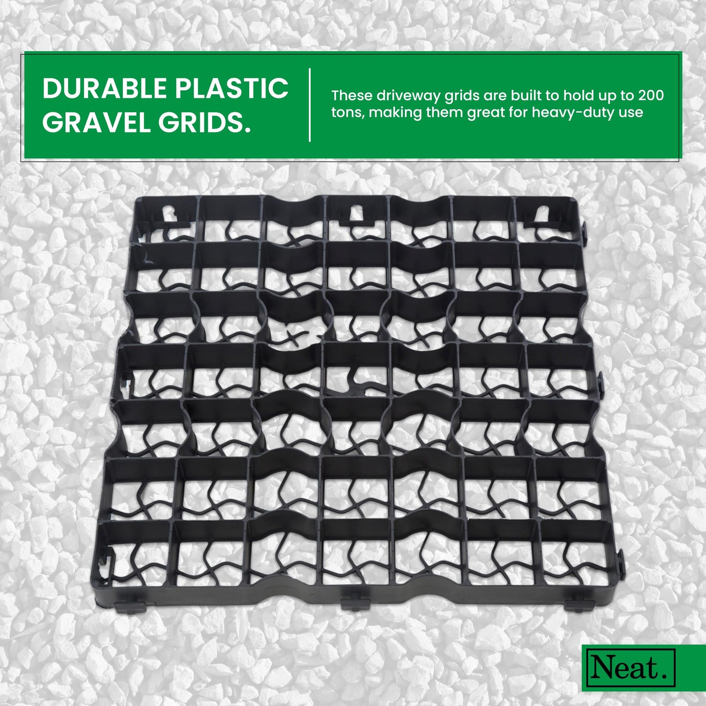 Plastic Shed Base Grid 100 (25m²) - Durable Driveway Mats for Lawn & Garden Path, Grass Grid Protection Mesh, Gravel Stabiliser Grids, Plastic Grass Mats, Garden Grid Paver for Greenhouse, Deck, Turf