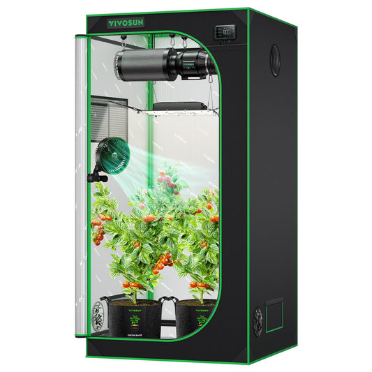 VIVOSUN Grow Tent 36'' x 36'' x 72'', Made of Highly Reflective Mylar, with Viewing Window and Base Tray for Hydroponics and Indoor Growing, S336, Suitable for VS2000/VS3000