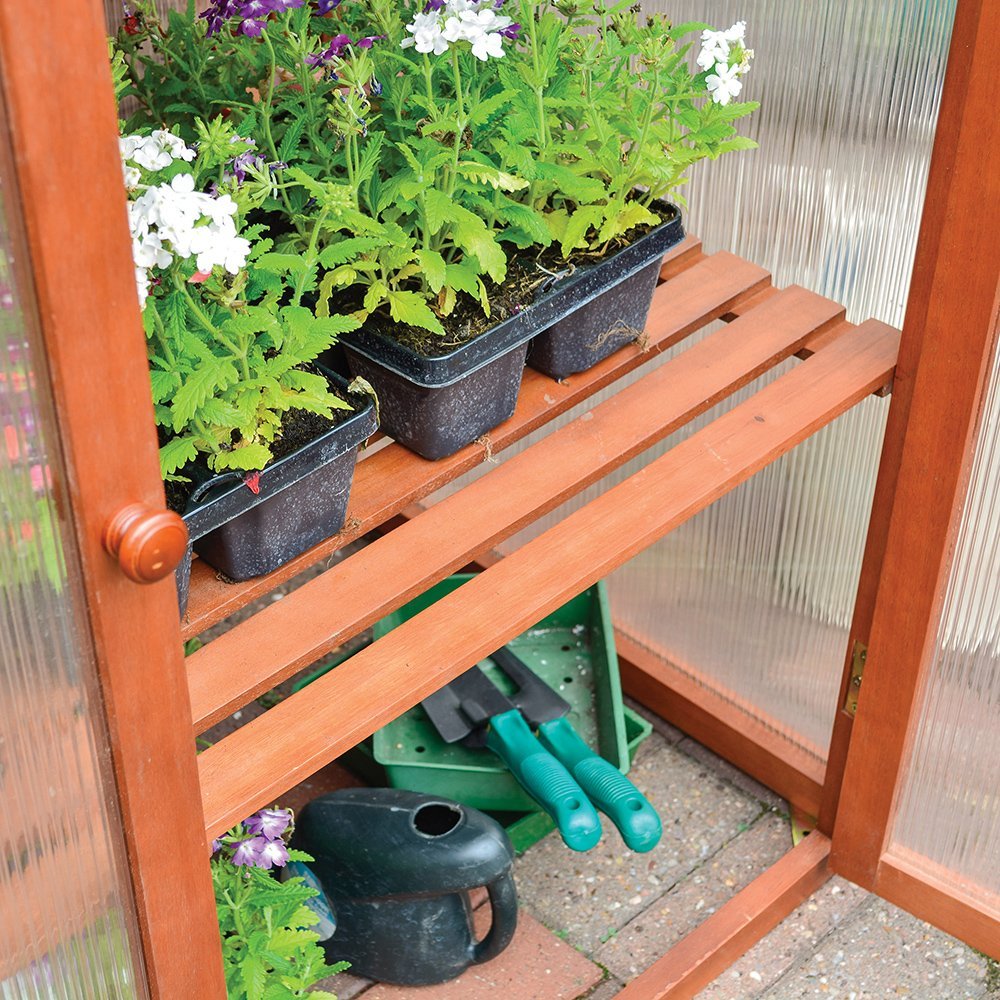 Rowlinson HWGROWST2 Hardwood Mini Greenhouse, Brown, 120x63x144 cm