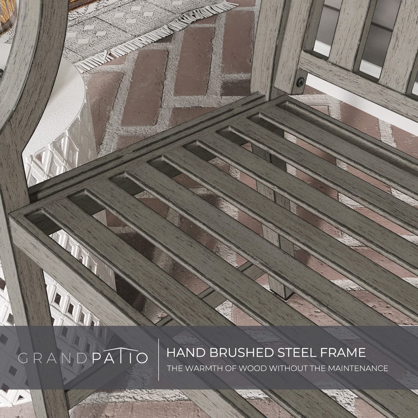 Grand patio Outdoor Bench, Garden Bench with Anti-Rust Aluminum Steel Metal Frame, Choice of Colours, Suitable for Indoor, Outdoor, Patio, Park (Gray)