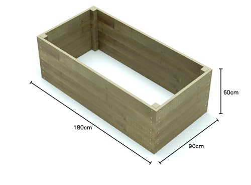 Conka Garden - Wooden Raised Bed Kit - Large Garden Planters for Vegetables, Herbs, Flowers – Start Growing Plants Earlier & Better - Durable & Resistant FSC Treated Timber 90cm L x 180cm W x 60cm H