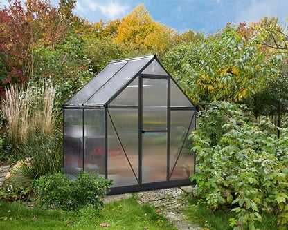 Palram Canopia Mythos 6X4 Greenhouse - UV - Protected Polycarbonate Roof & Aluminium Frame - Includes Base Frame - Grey