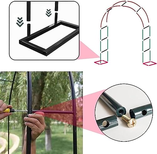 XFQZJG Garden Arch,Large Metal Garden Arch For Climbing Plants, Strong And Durable Rose Arch, Weather-resistant Iron Pipe Gazebo Pergola Trellis