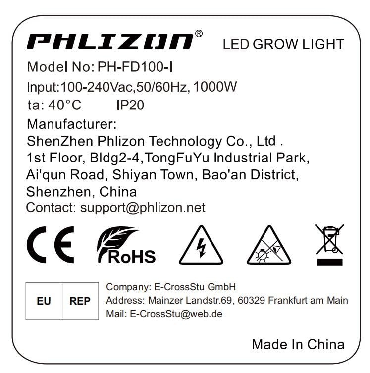Phlizon FD9600 1000W Plant Led Grow Light for Indoor Plants Daisy Chain Dimmable Grow Light with LM281B & Brand Driver Grow for 120 * 120cm to 180x180cm Coverage Full Spectrum Growing Lamps (FD9600)