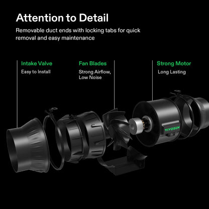 VIVOSUN Duct Fan 150 mm Extractor Fan 693 m³/h with E12 Speed Control Carbon Filter & 240 cm Air Duct AeroZesh T6 Exhaust Set Cooling and Ventilation System for Grow Tent