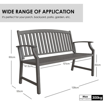Grand patio Outdoor Bench, Garden Bench with Anti-Rust Aluminum Steel Metal Frame, Choice of Colours, Suitable for Indoor, Outdoor, Patio, Park (Gray)