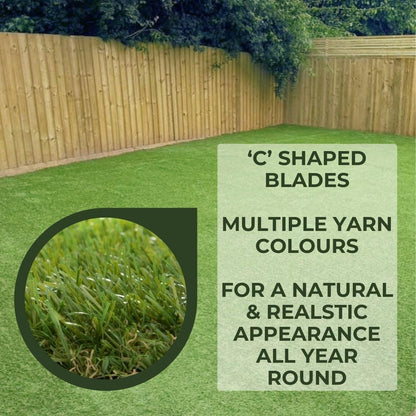35mm Artificial Grass Natural and Realistic Looking Fake Lawn Astro Turf 1m, 1.5m, 2m, 3m & 4m Widths | 2m x 10m