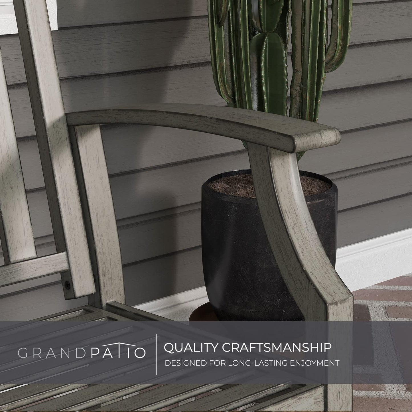 Grand patio Outdoor Bench, Garden Bench with Anti-Rust Aluminum Steel Metal Frame, Choice of Colours, Suitable for Indoor, Outdoor, Patio, Park (Gray)