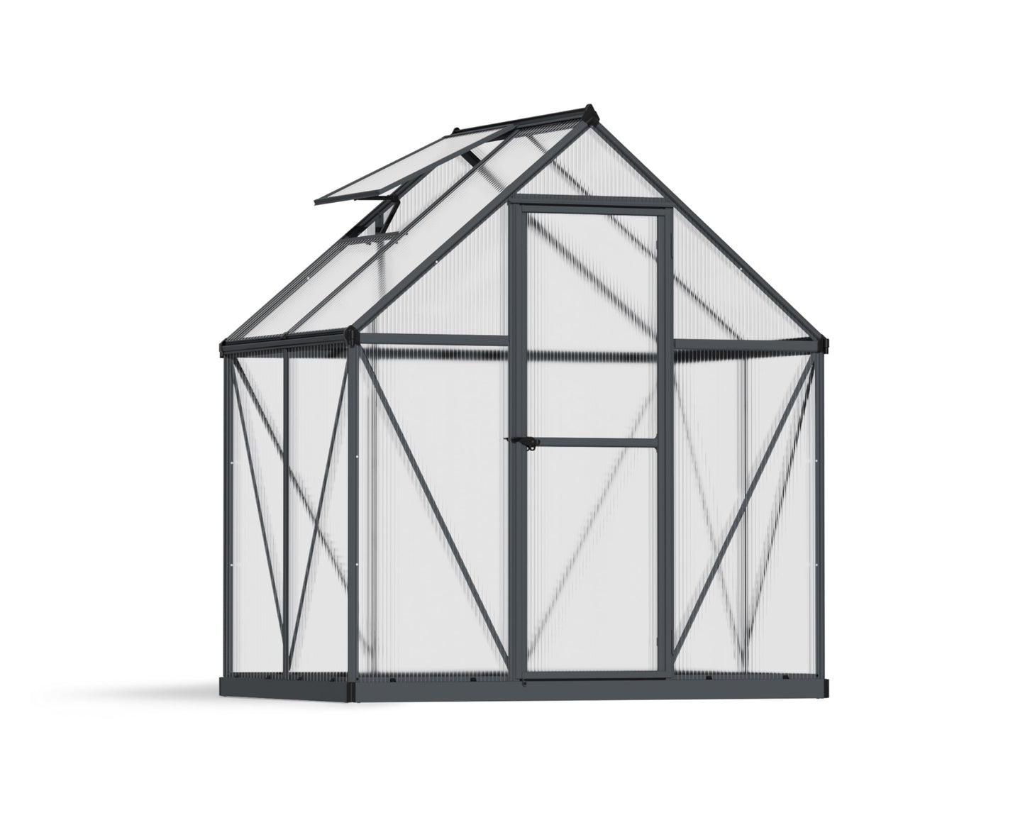 Palram Canopia Mythos 6X4 Greenhouse - UV - Protected Polycarbonate Roof & Aluminium Frame - Includes Base Frame - Grey