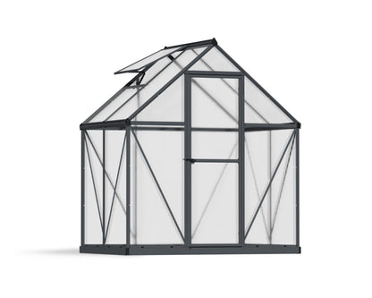 Palram Canopia Mythos 6X4 Greenhouse - UV - Protected Polycarbonate Roof & Aluminium Frame - Includes Base Frame - Grey