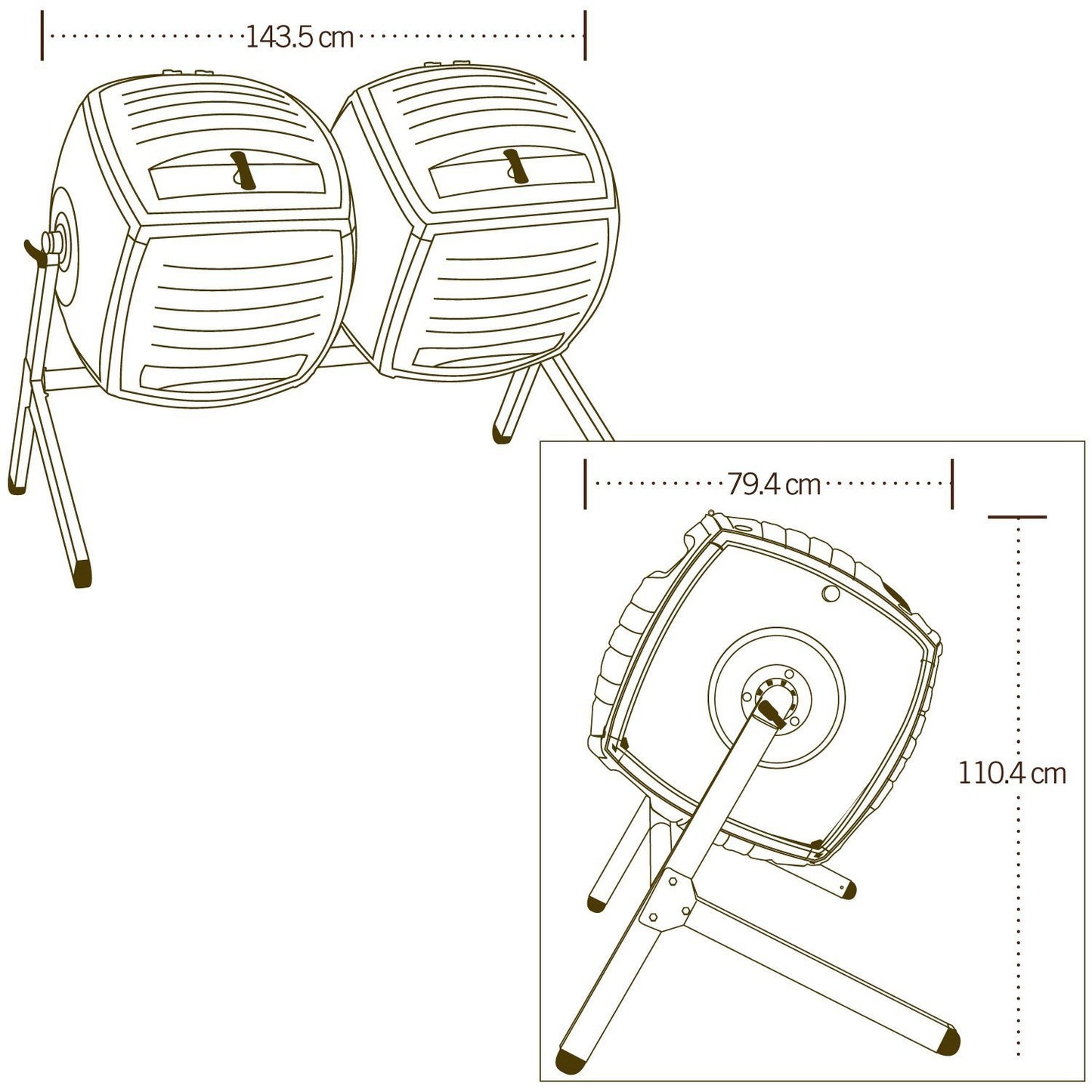 Lifetime Duel 189 Litre (50 Gallon) Dual Compost Tumbler HDPE Plus Powder Coated Steel Base