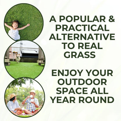 35mm Artificial Grass Natural and Realistic Looking Fake Lawn Astro Turf 1m, 1.5m, 2m, 3m & 4m Widths | 2m x 10m