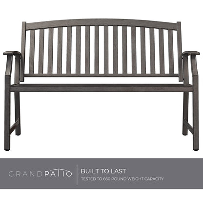 Grand patio Outdoor Bench, Garden Bench with Anti-Rust Aluminum Steel Metal Frame, Choice of Colours, Suitable for Indoor, Outdoor, Patio, Park (Gray)