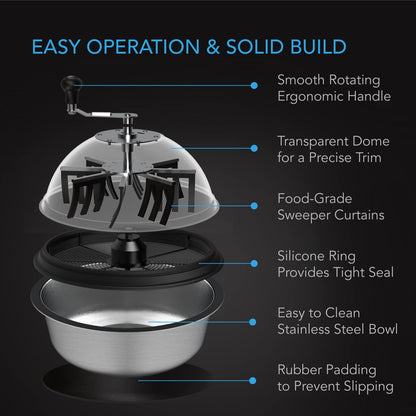 AC Infinity Bud Leaf Bowl Trimmer 48cm Clear Visibility Dome with Sharp Stainless Steel Blades, for Twist Spin Cutting Leaves, Buds, Flowers, Hydroponics Plants, 19-Inch