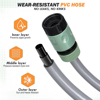 Retractable Garden Hose Reel 38m+2m, Wall Mounted Hose Reel,Heavy Duty Hose Pipe Reel with 10 Pattern Hose Nozzle, Auto Lock and Auto Rewind, Lock at Any Length,180°Swivel Bracket