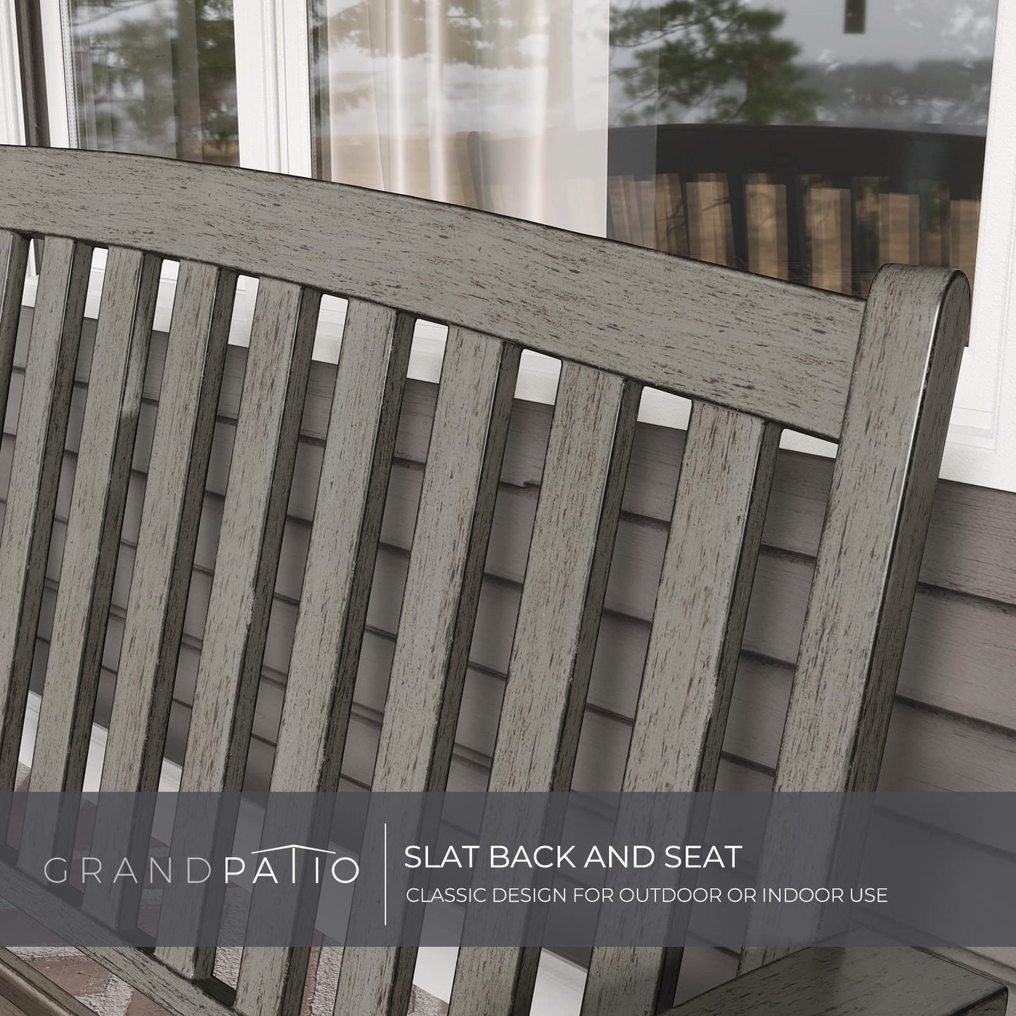 Grand patio Outdoor Bench, Garden Bench with Anti-Rust Aluminum Steel Metal Frame, Choice of Colours, Suitable for Indoor, Outdoor, Patio, Park (Gray)