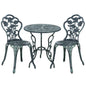 Rose Design Garden Bistro Set 1 Table 2 Chairs Cast Iron Green