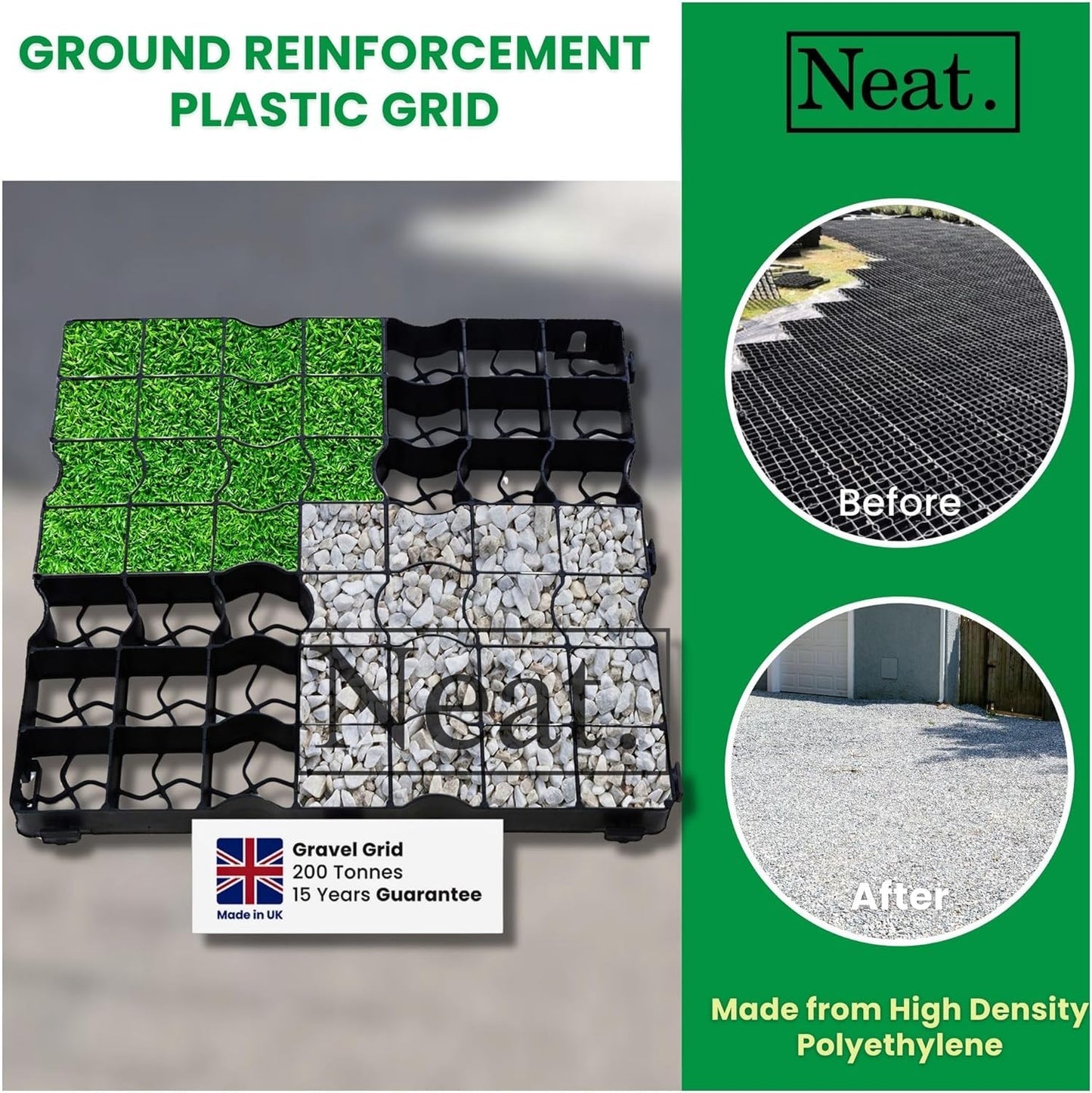 Plastic Shed Base Grid 100 (25m²) - Durable Driveway Mats for Lawn & Garden Path, Grass Grid Protection Mesh, Gravel Stabiliser Grids, Plastic Grass Mats, Garden Grid Paver for Greenhouse, Deck, Turf