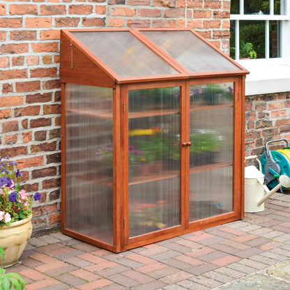 Rowlinson HWGROWST2 Hardwood Mini Greenhouse, Brown, 120x63x144 cm