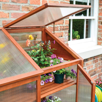 Rowlinson HWGROWST2 Hardwood Mini Greenhouse, Brown, 120x63x144 cm