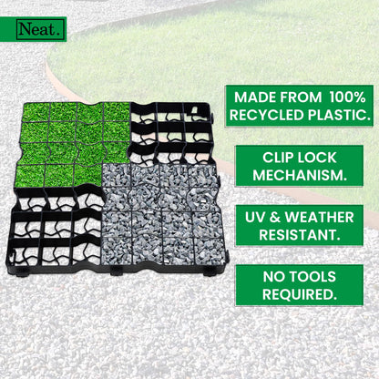 Plastic Shed Base Grid 100 (25m²) - Durable Driveway Mats for Lawn & Garden Path, Grass Grid Protection Mesh, Gravel Stabiliser Grids, Plastic Grass Mats, Garden Grid Paver for Greenhouse, Deck, Turf