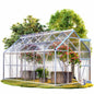 Gardebruk® 6 x 12ft 'Sunlight' Polycarbonate Greenhouse With Foundation | Large Walk Green House with Slide Door and 4 Windows | Garden Plants Grow Nursery with Aluminium Frame Galvanised Base