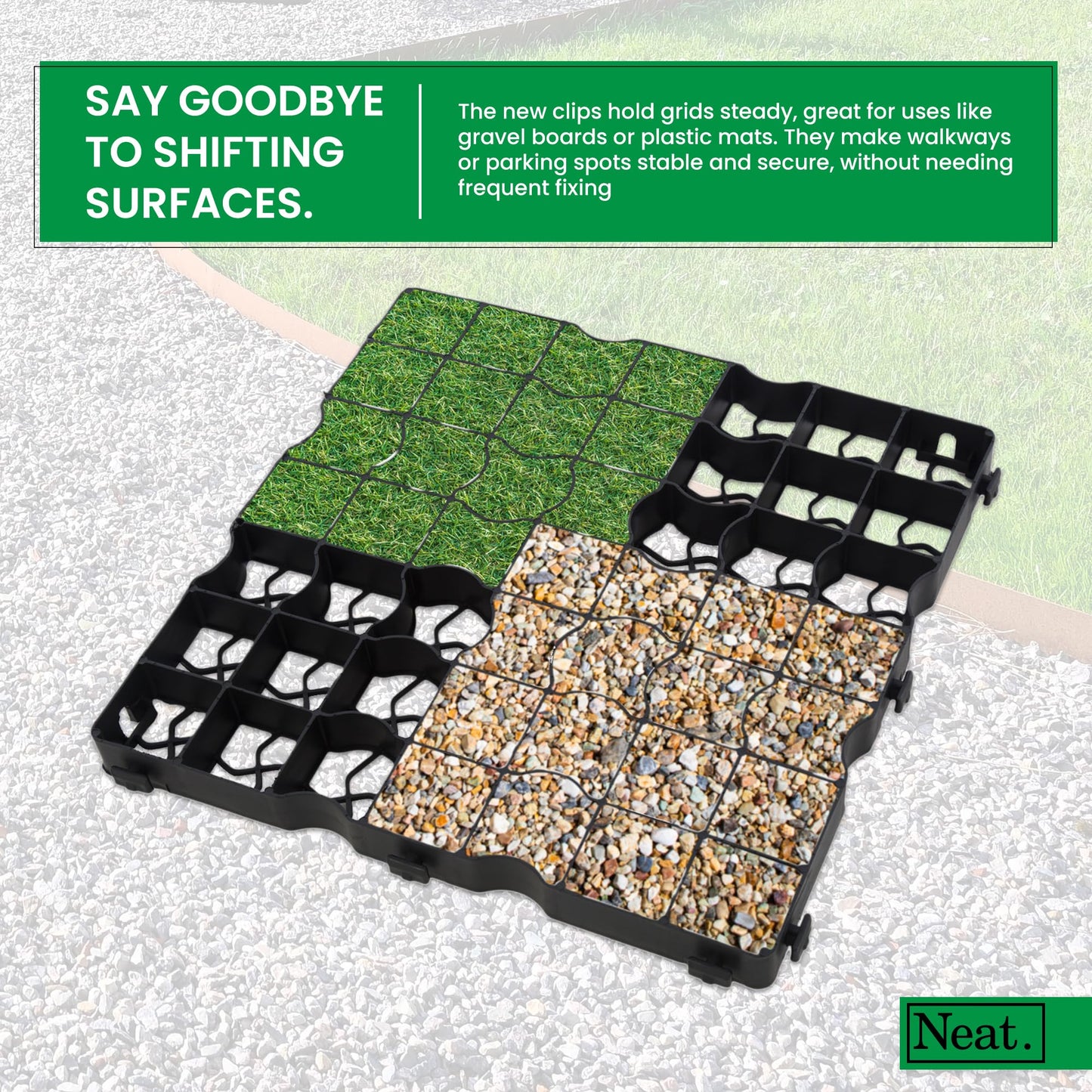 Plastic Shed Base Grid 100 (25m²) - Durable Driveway Mats for Lawn & Garden Path, Grass Grid Protection Mesh, Gravel Stabiliser Grids, Plastic Grass Mats, Garden Grid Paver for Greenhouse, Deck, Turf