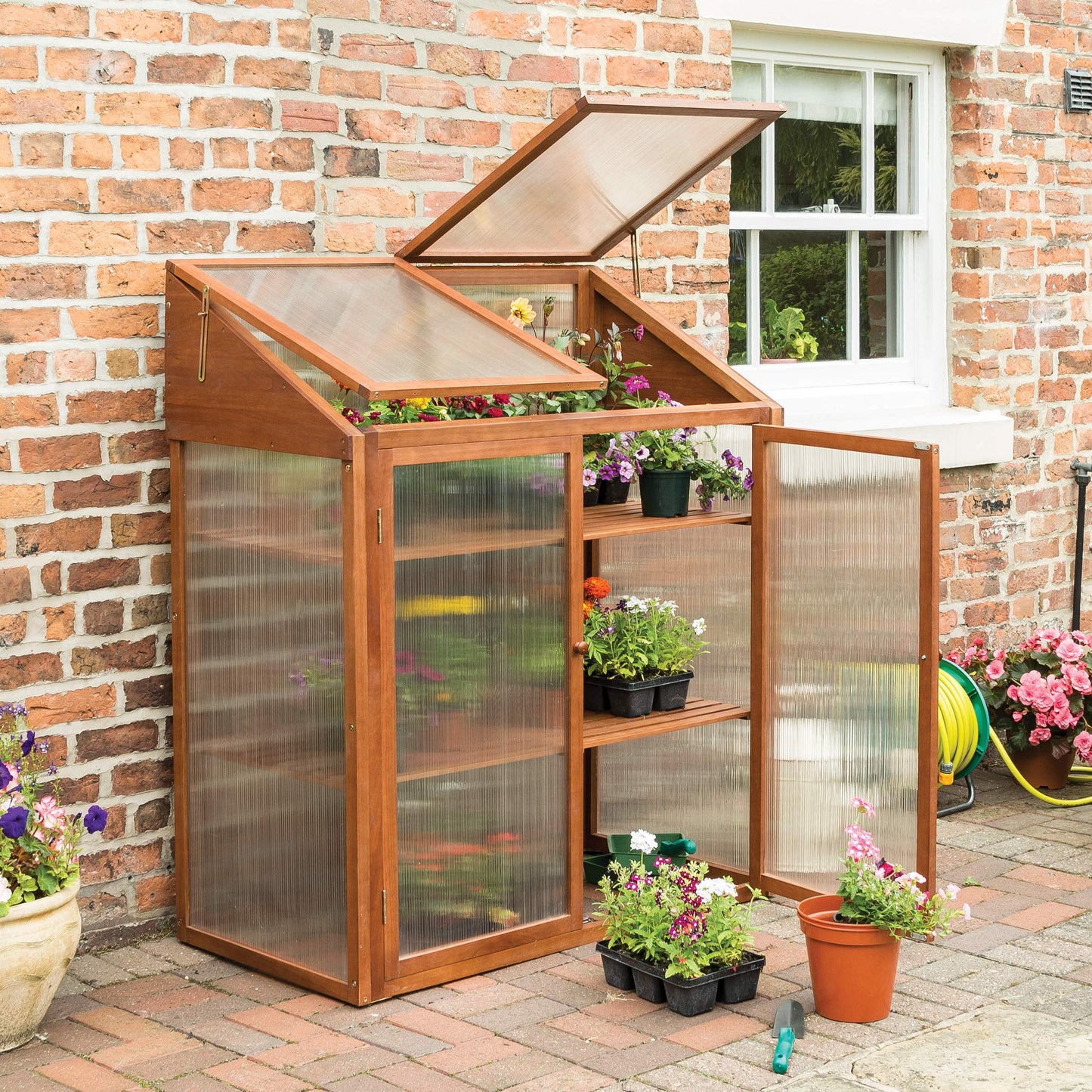 Rowlinson HWGROWST2 Hardwood Mini Greenhouse, Brown, 120x63x144 cm