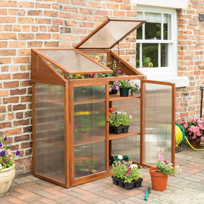 Rowlinson HWGROWST2 Hardwood Mini Greenhouse, Brown, 120x63x144 cm